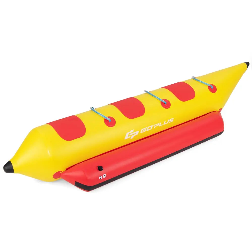 3-Person Inflatable Banana Boat with Electric Air Pump Carrying Bag and Repair Kit - Yellow - Water Sports