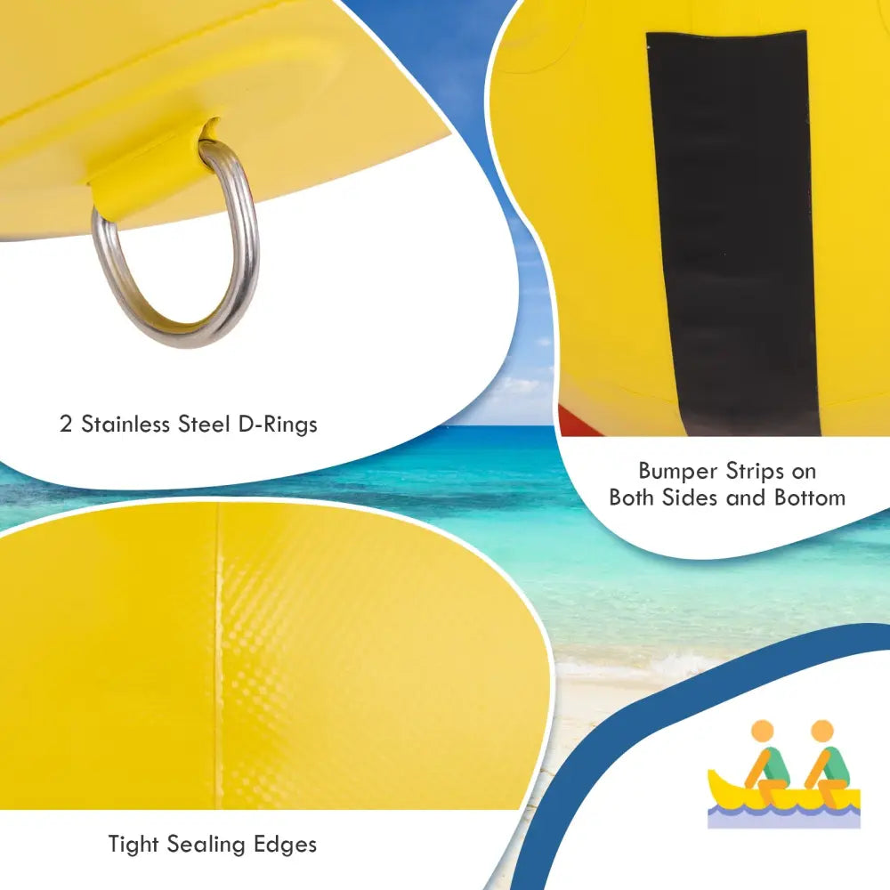 3-Person Inflatable Banana Boat with Electric Air Pump Carrying Bag and Repair Kit - Yellow - Water Sports