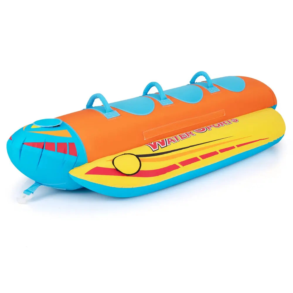 3-Person Inflatable Banana Boat with 3 EVA-padded Seats and Handles - Orange - Water Sports
