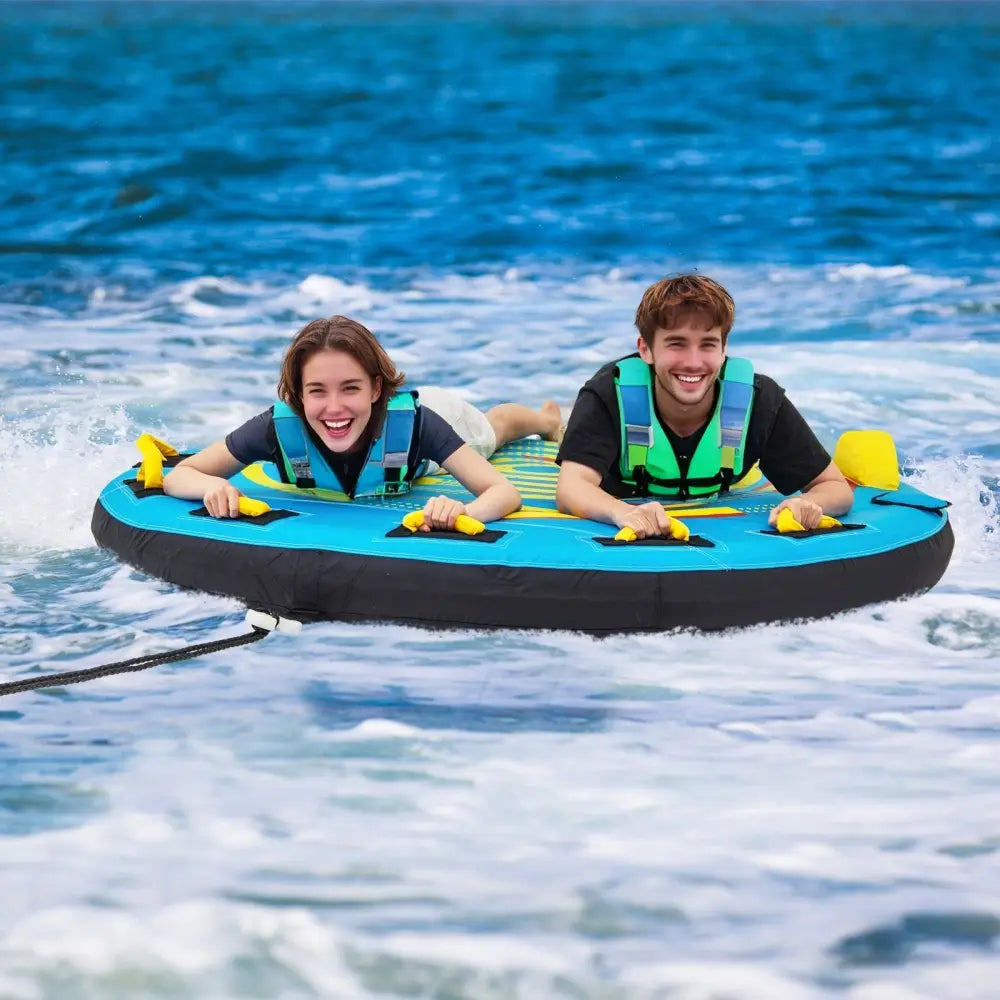 3-Person Inflatable Boat Tube Towable Platform with Double Valves - Water Sports