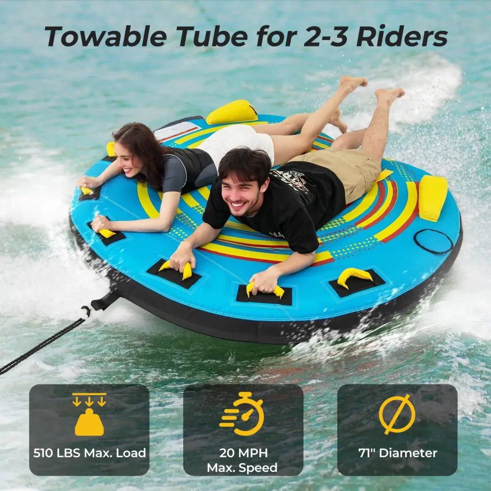 3-Person Inflatable Boat Tube Towable Platform with Double Valves - Water Sports
