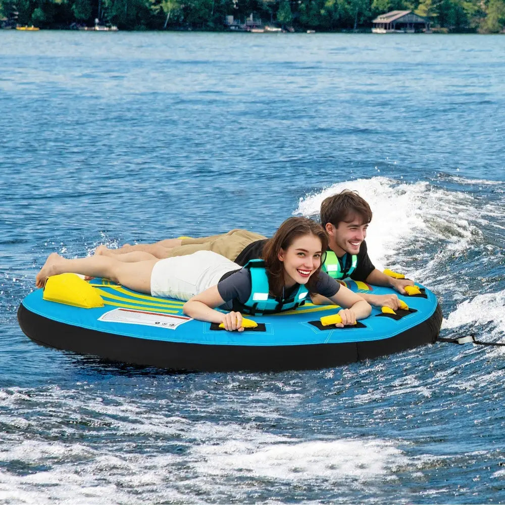 3-Person Inflatable Boat Tube Towable Platform with Double Valves - Water Sports