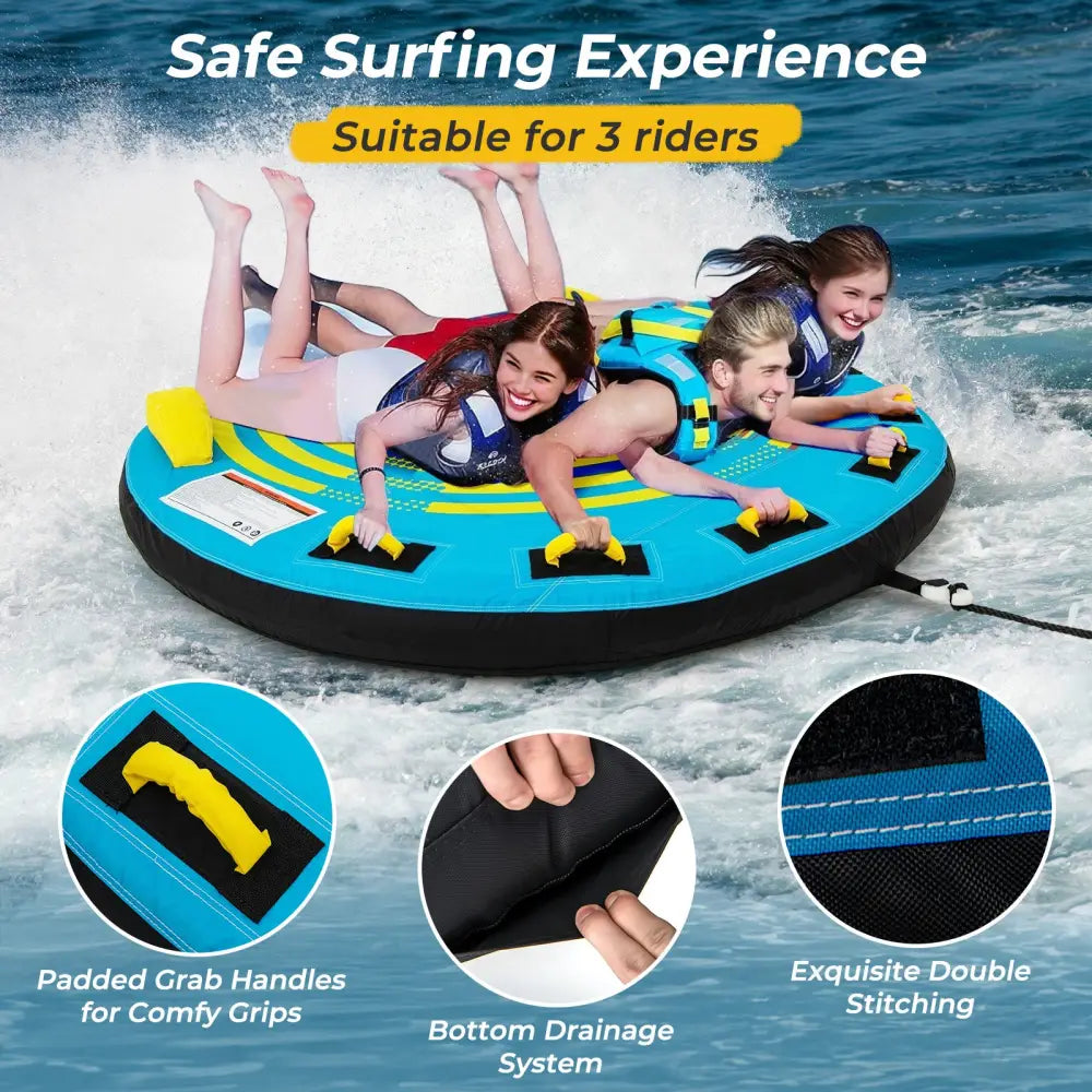 3-Person Inflatable Boat Tube Towable Platform with Double Valves - Water Sports