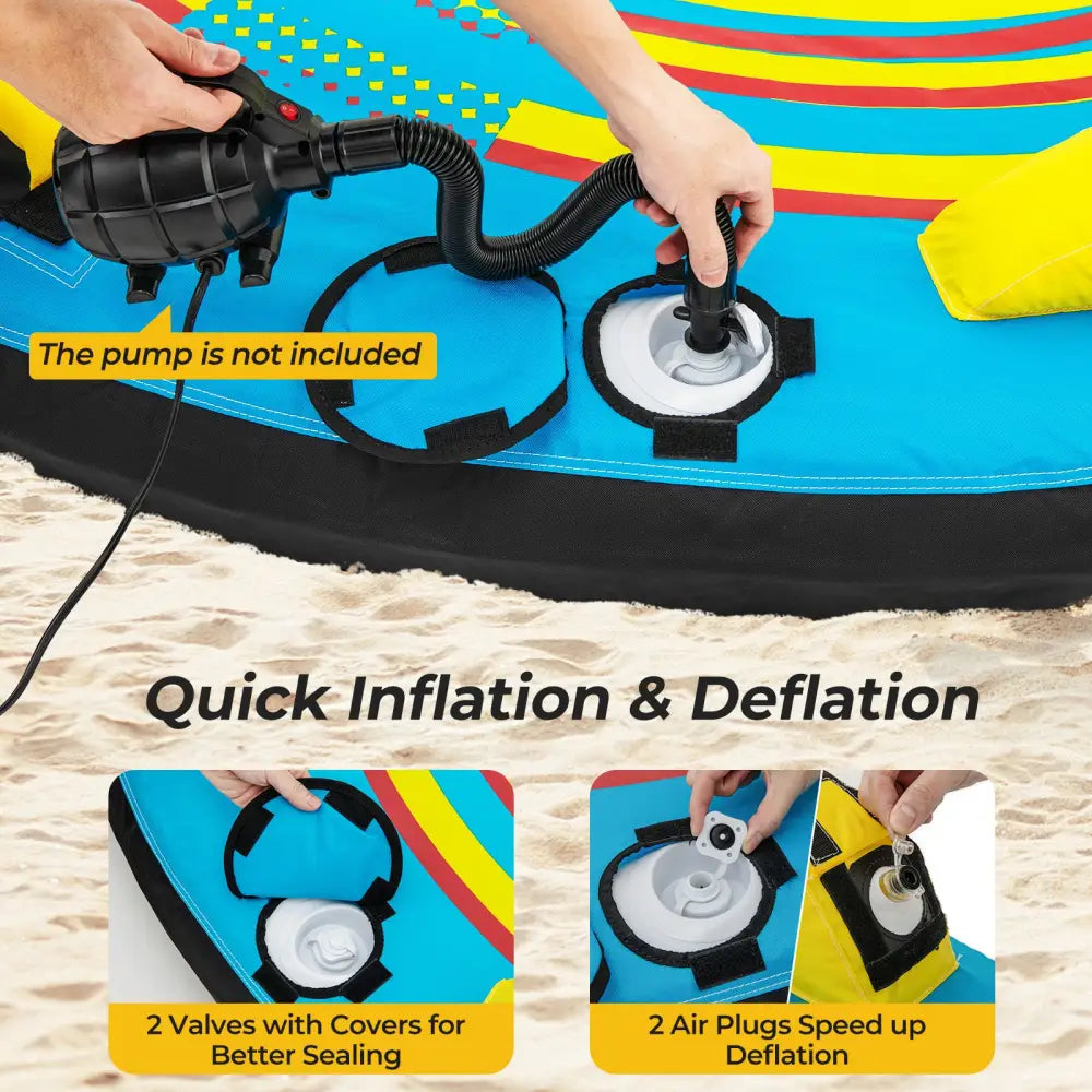3-Person Inflatable Boat Tube Towable Platform with Double Valves - Water Sports