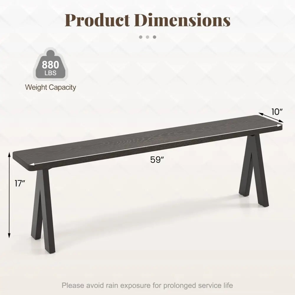 3-Person Outdoor Bench Set of 2 with 800 LBS Bearing Capacity - Dark Brown - Patio Dining Chairs
