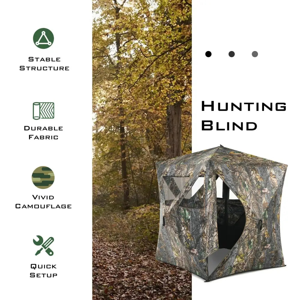 3 Person Portable Pop-Up Ground Hunting Blind with Tie-downs - Tents