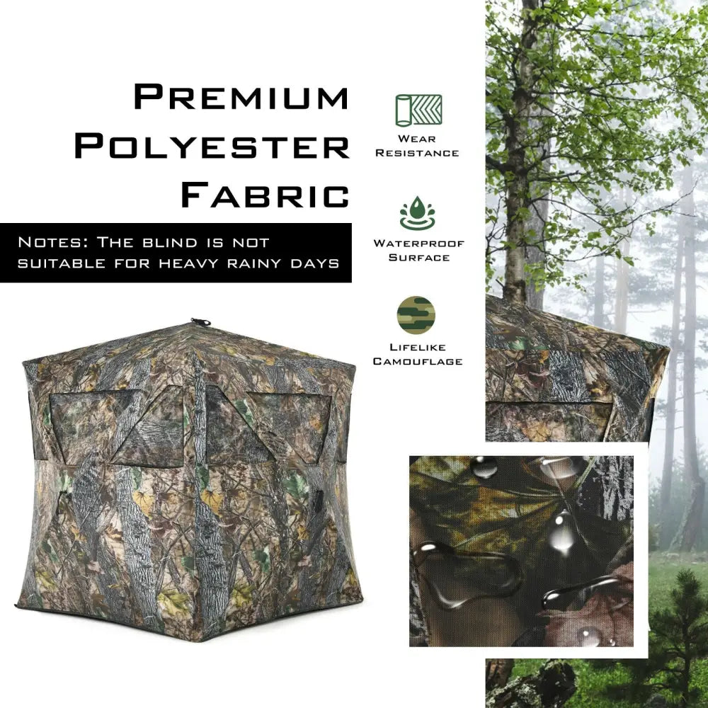 3 Person Portable Pop-Up Ground Hunting Blind with Tie-downs - Tents
