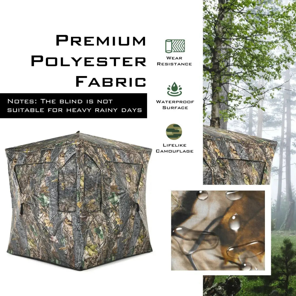 3 Person Portable Pop-Up Ground Tent with Gun Ports and Carrying Bag - Camouflage - Tents