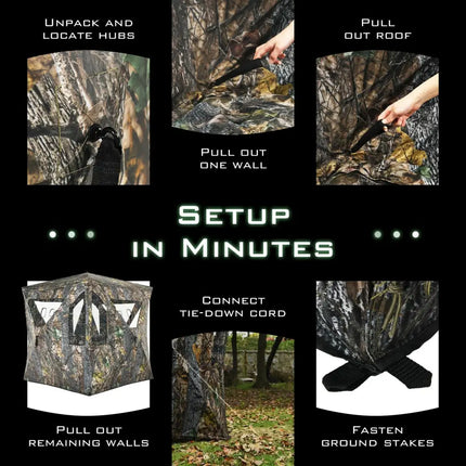 3 Person Portable Pop-Up Ground Tent with Gun Ports and Carrying Bag - Camouflage - Tents