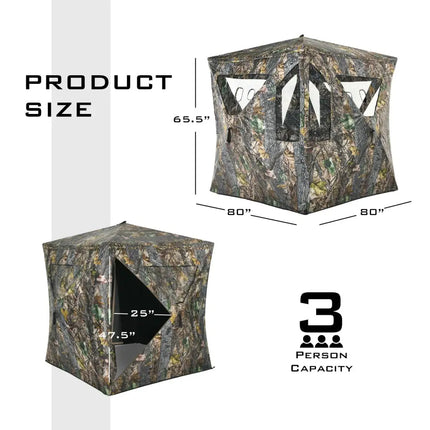 3 Person Portable Pop-Up Ground Tent with Gun Ports and Carrying Bag - Camouflage - Tents