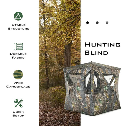 3 Person Portable Pop-Up Ground Tent with Gun Ports and Carrying Bag - Camouflage - Tents