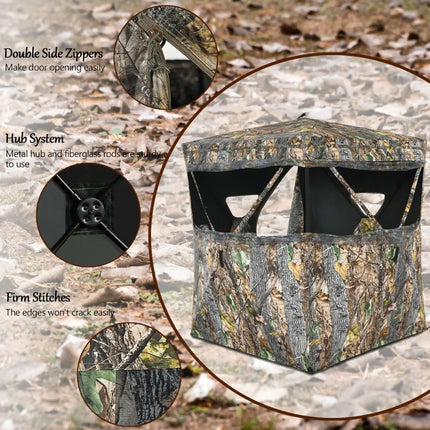3 Person Portable Surround View Tent with Slide Mesh Window - Camouflage - Tents
