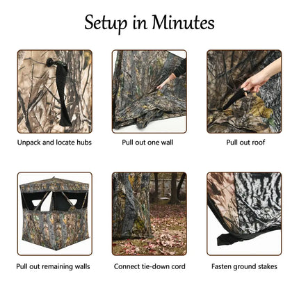 3 Person Portable Surround View Tent with Slide Mesh Window - Camouflage - Tents