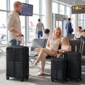 3-Piece 20/24/28 Inch Lightweight Hardside Luggage Set with 8-Spinner Wheels-Black - Black - Kids Luggage