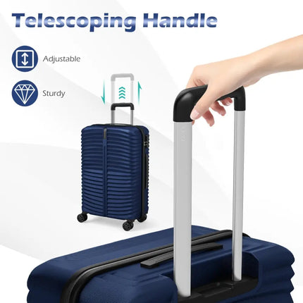 3 - Piece 20/24/28 Inch Lightweight Hardside Luggage Set with 8 - Spinner Wheels - Navy - Oasis Home Essentials