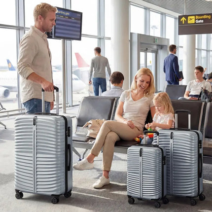 3 - Piece 20/24/28 Inch Lightweight Hardside Luggage Set with 8 - Spinner Wheels - Gray - Oasis Home Essentials