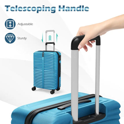 3 - Piece 20/24/28 Inch Lightweight Hardside Luggage Set with 8 - Spinner Wheels - Blue - Oasis Home Essentials