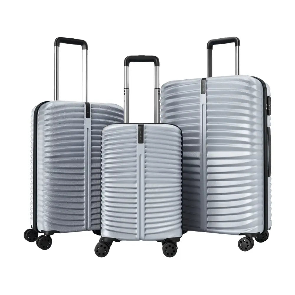 3-Piece 20/24/28 Inch Lightweight Hardside Luggage Set with 8-Spinner Wheels-Gray - Gray - Kids Luggage