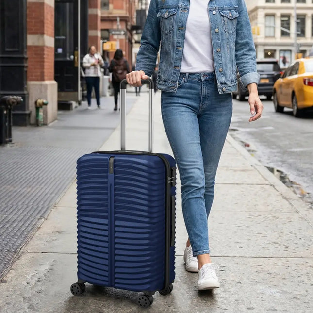 3 - Piece 20/24/28 Inch Lightweight Hardside Luggage Set with 8 - Spinner Wheels - Navy - Oasis Home Essentials