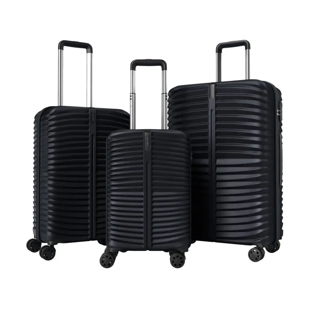 3-Piece 20/24/28 Inch Lightweight Hardside Luggage Set with 8-Spinner Wheels-Black - Black - Kids Luggage