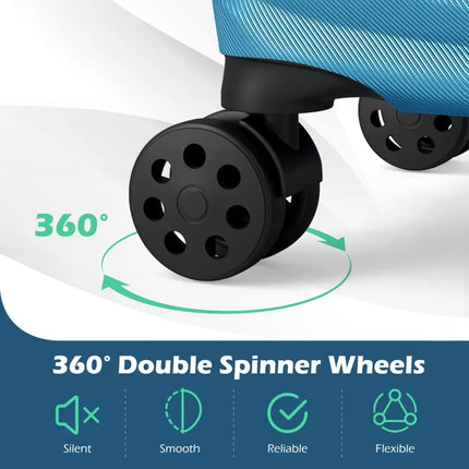 3 - Piece 20/24/28 Inch Lightweight Hardside Luggage Set with 8 - Spinner Wheels - Blue - Oasis Home Essentials