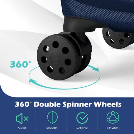 3 - Piece 20/24/28 Inch Lightweight Hardside Luggage Set with 8 - Spinner Wheels - Navy - Oasis Home Essentials