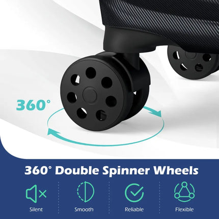 3 - Piece 20/24/28 Inch Lightweight Hardside Luggage Set with 8 - Spinner Wheels - Black - Oasis Home Essentials