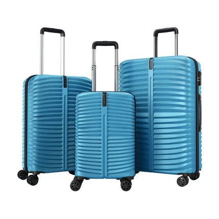 3 - Piece 20/24/28 Inch Lightweight Hardside Luggage Set with 8 - Spinner Wheels - Blue - Oasis Home Essentials