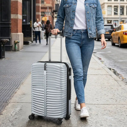 3 - Piece 20/24/28 Inch Lightweight Hardside Luggage Set with 8 - Spinner Wheels - Gray - Oasis Home Essentials