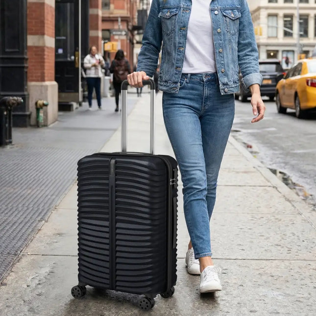 3 - Piece 20/24/28 Inch Lightweight Hardside Luggage Set with 8 - Spinner Wheels - Black - Oasis Home Essentials