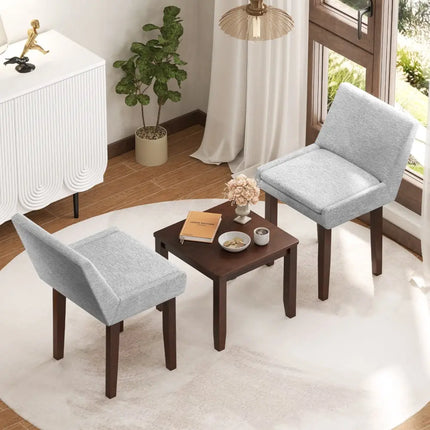 3-Piece Accent Table and Chair Set for Kitchen and Living Room-Brown & Gray Costway