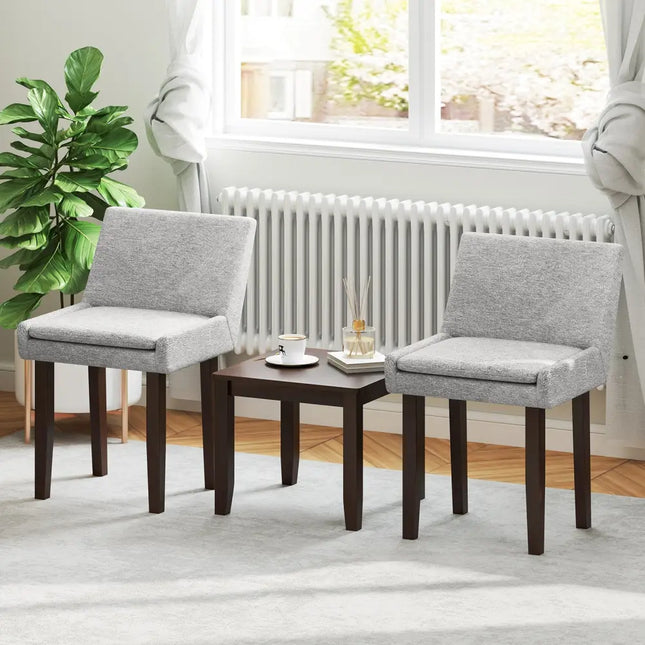 3-Piece Accent Table and Chair Set for Kitchen and Living Room-Brown & Gray Costway