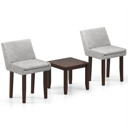 3-Piece Accent Table and Chair Set for Kitchen and Living Room-Brown & Gray Costway
