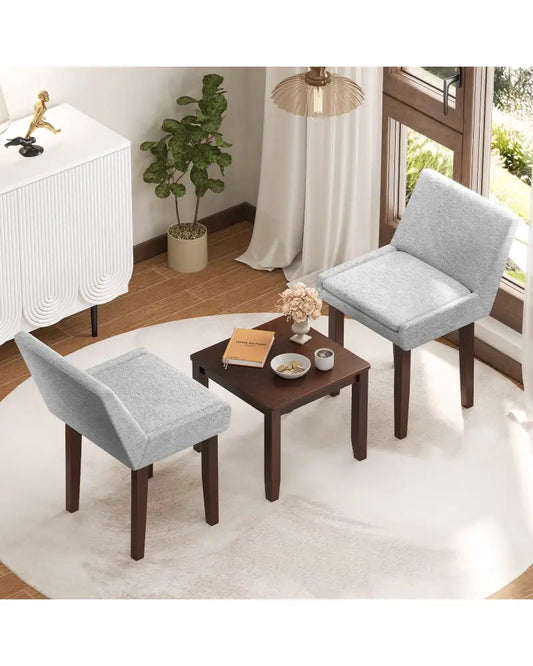 3-Piece Accent Table and Chair Set for Kitchen and Living Room-Brown & Gray - Dark Brown - Accent Chairs
