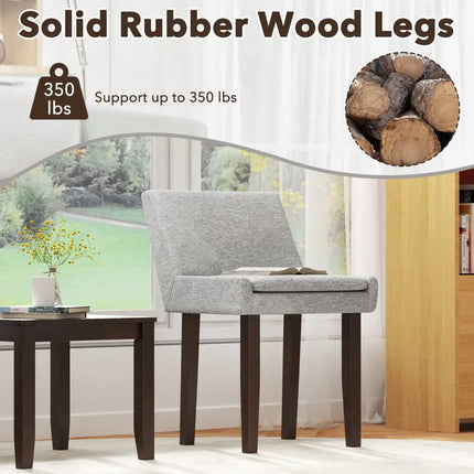3-Piece Accent Table and Chair Set for Kitchen and Living Room-Brown & Gray Costway