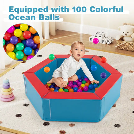 3 - Piece Baby Foam Climbing Blocks Climb and Crawl Set with 100 Ocean Balls - Yellow - Oasis Home Essentials