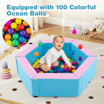 3 - Piece Baby Foam Climbing Blocks Climb and Crawl Set with 100 Ocean Balls - Blue - Oasis Home Essentials