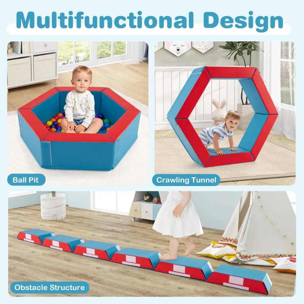 3-Piece Baby Foam Climbing Blocks Climb and Crawl Set with 100 Ocean Balls-Yellow - Yellow - Climbers & Slides