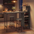3 Piece Bar Table and Chairs Set with 6-Bottle Wine Rack-Oak - Oak - Dining Room Sets