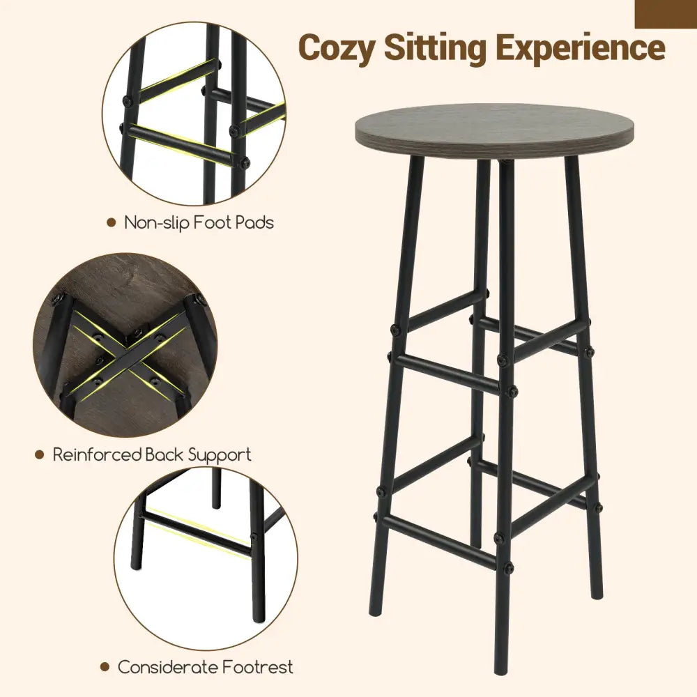 3 Piece Bar Table and Chairs Set with 6-Bottle Wine Rack-Oak - Oak - Dining Room Sets