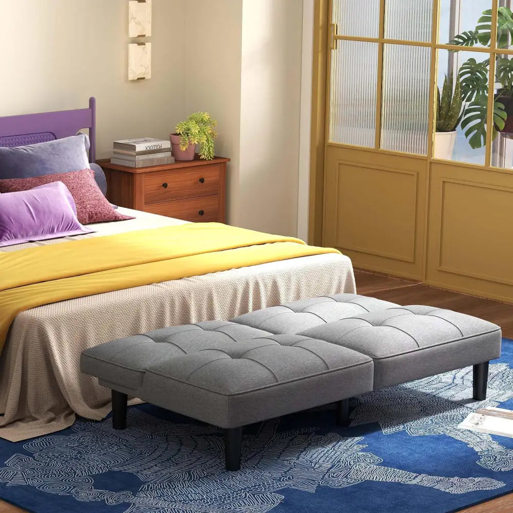 3-Piece Bedroom Bundle: Bedside Table with 3 Drawers+Modern Accent Chair+Convertible Folding Futon Sofa Bed Costway