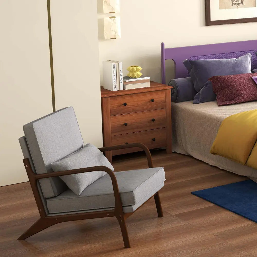 3-Piece Bedroom Bundle: Bedside Table with 3 Drawers+Modern Accent Chair+Convertible Folding Futon Sofa Bed Costway
