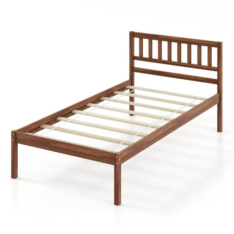 3-Piece Bedroom Bundle: Twin/Full/Queen Size Wood Bed Frame + Dining Bench 2/3 Person Entryway Shoe Bench + Rattan