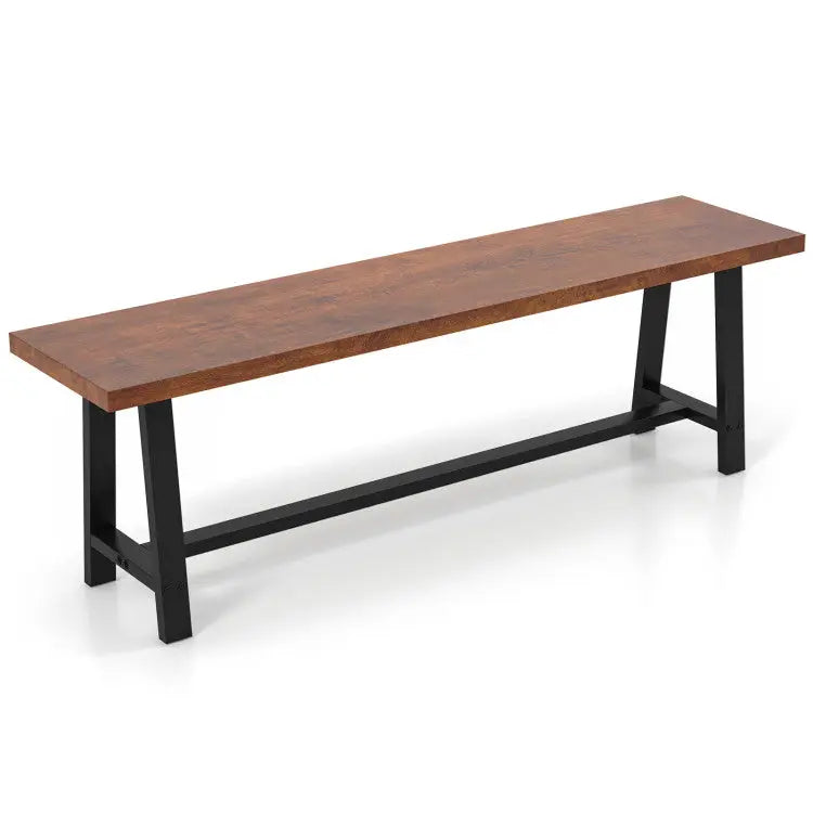 3-Piece Bedroom Bundle: Twin/Full/Queen Size Wood Bed Frame + Dining Bench 2/3 Person Entryway Shoe Bench + Rattan