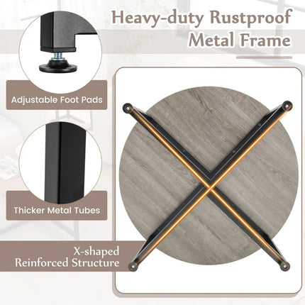 3-Piece Coffee Table Set Round Coffee Table and 2PCS Square End Tables-Gray Costway