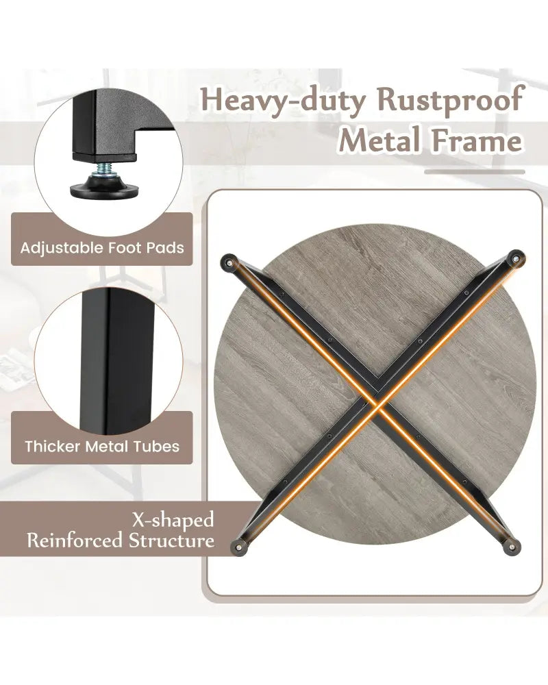 3-Piece Coffee Table Set Round Coffee Table and 2PCS Square End Tables-Gray - Gray - Coffee Tables
