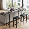 3-Piece Convertible L-Shaped Kitchen Table Chair Set with 2 AC Outlets USB Port and Type-C Port-Gray - Gray - Dining