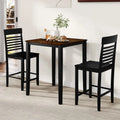 3-Piece Counter-Height Dining Table Set for 2 with Rubber Wood Frame and Footrest-Black - Black - Dining Room Sets