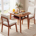 3-Piece Dining Table Set for 2 with Upholstered Chairs-Cherry - Cherry - Dining Room Sets