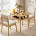 3-Piece Dining Table Set for 2 with Upholstered Chairs-Natural - Natural - Dining Room Sets